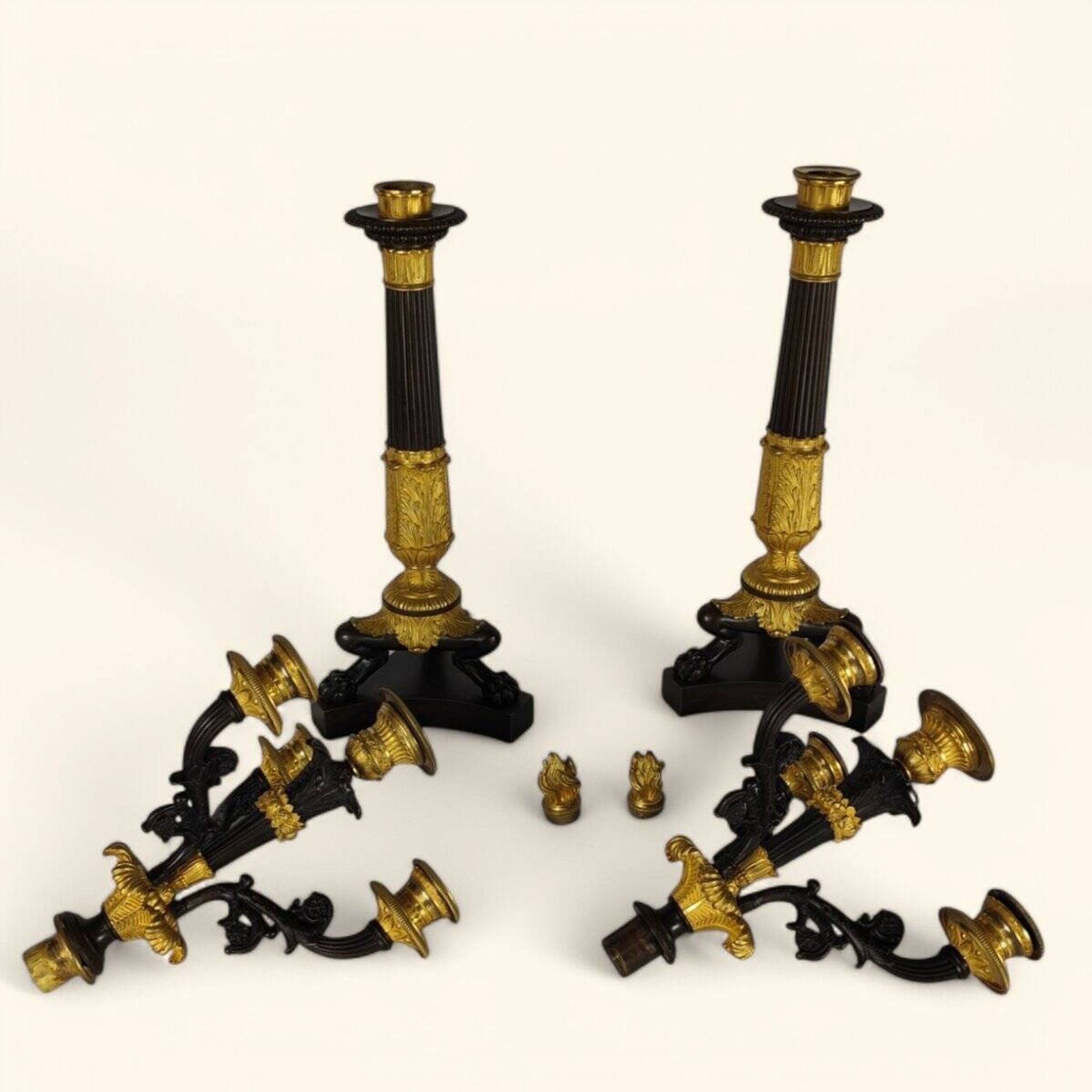 Large Pair of Gilded Bronze Chandeliers - Restoration Period (1815-1830)