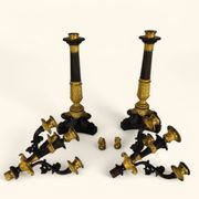 Large Pair of Gilded Bronze Chandeliers - Restoration Period (1815-1830)