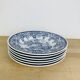 6 assiettes plates terre de fer bleues vintage