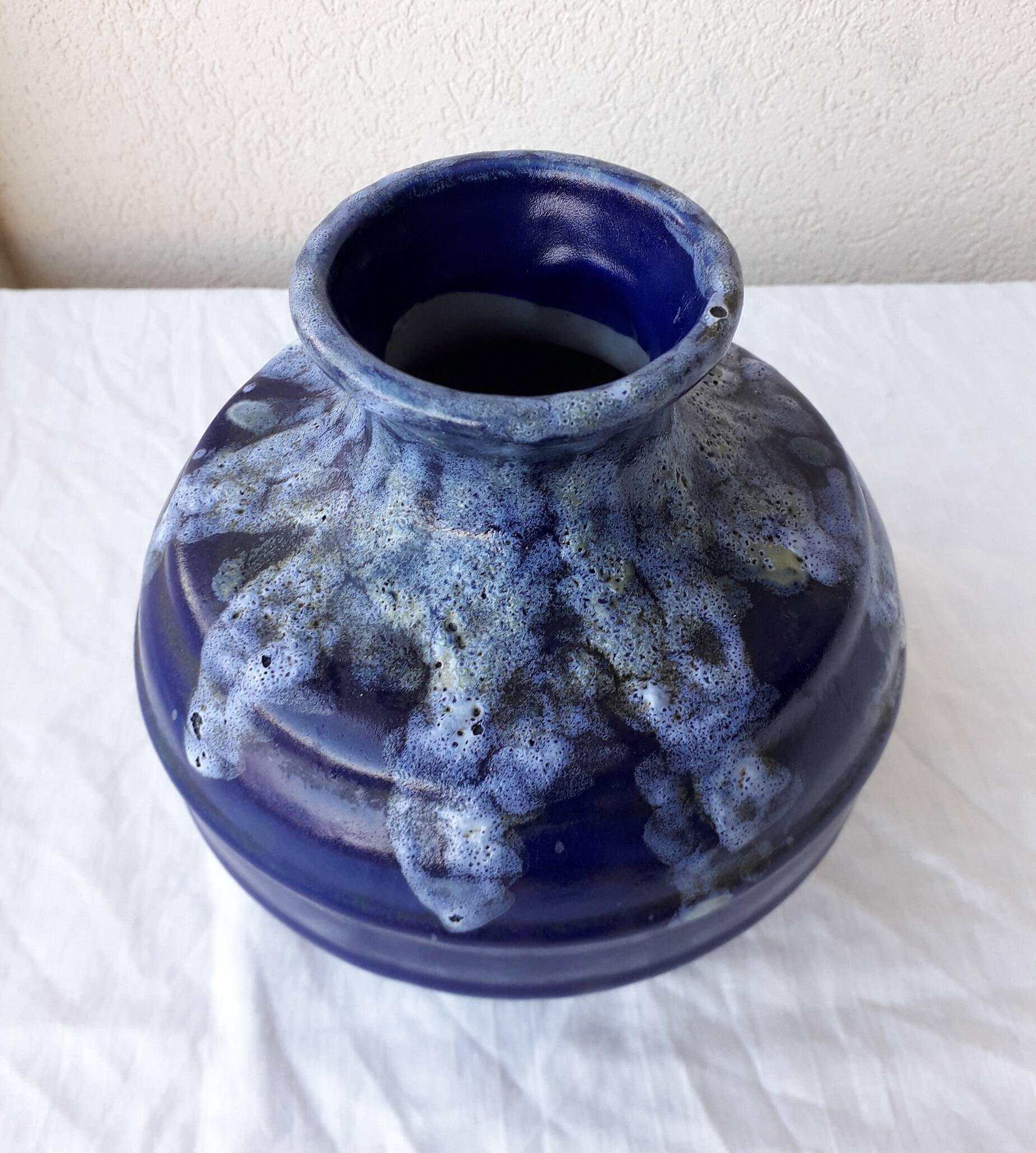 Blue stoneware vase