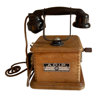 Téléphone en bois vintage années 60