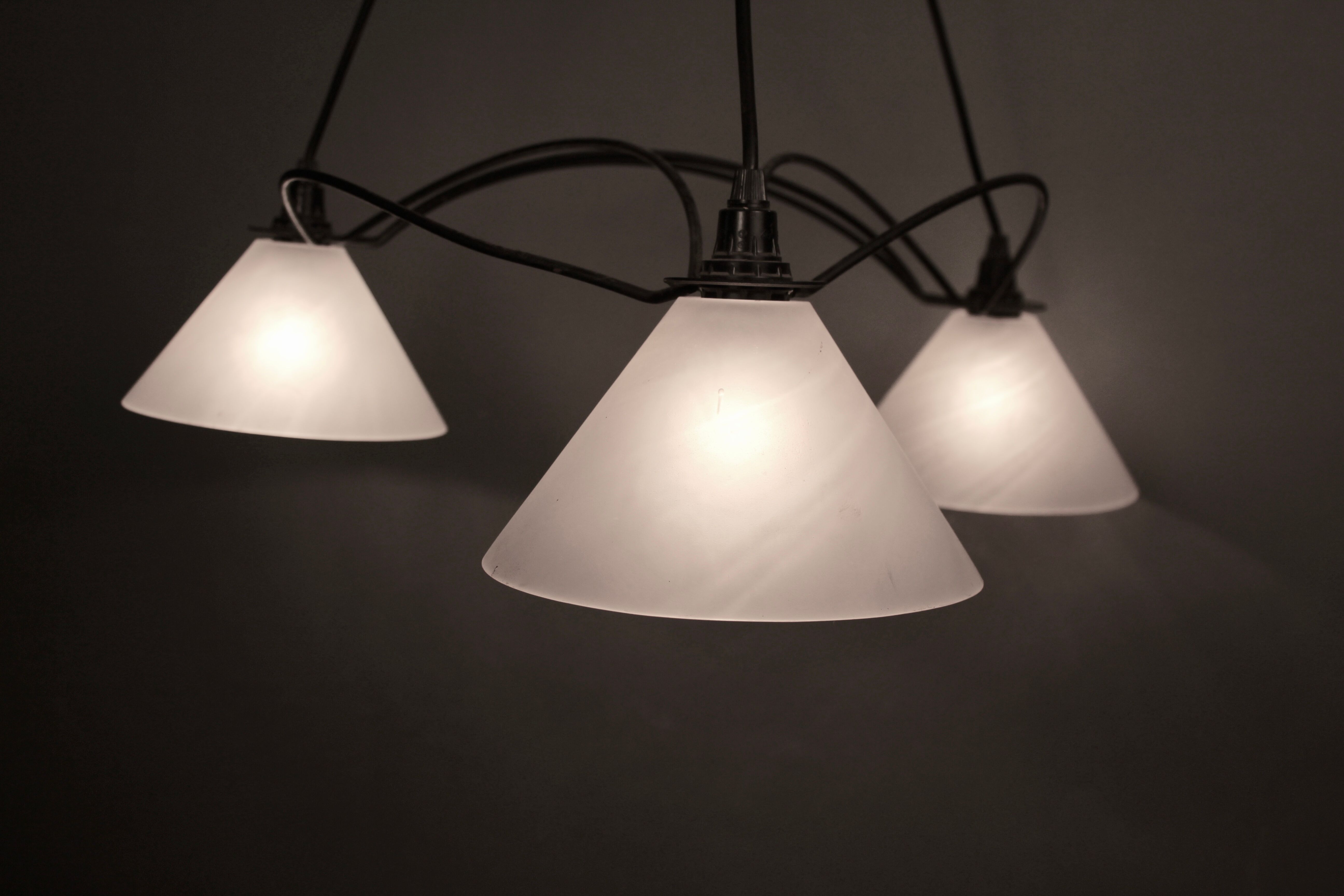 3 opaline iron chandelier