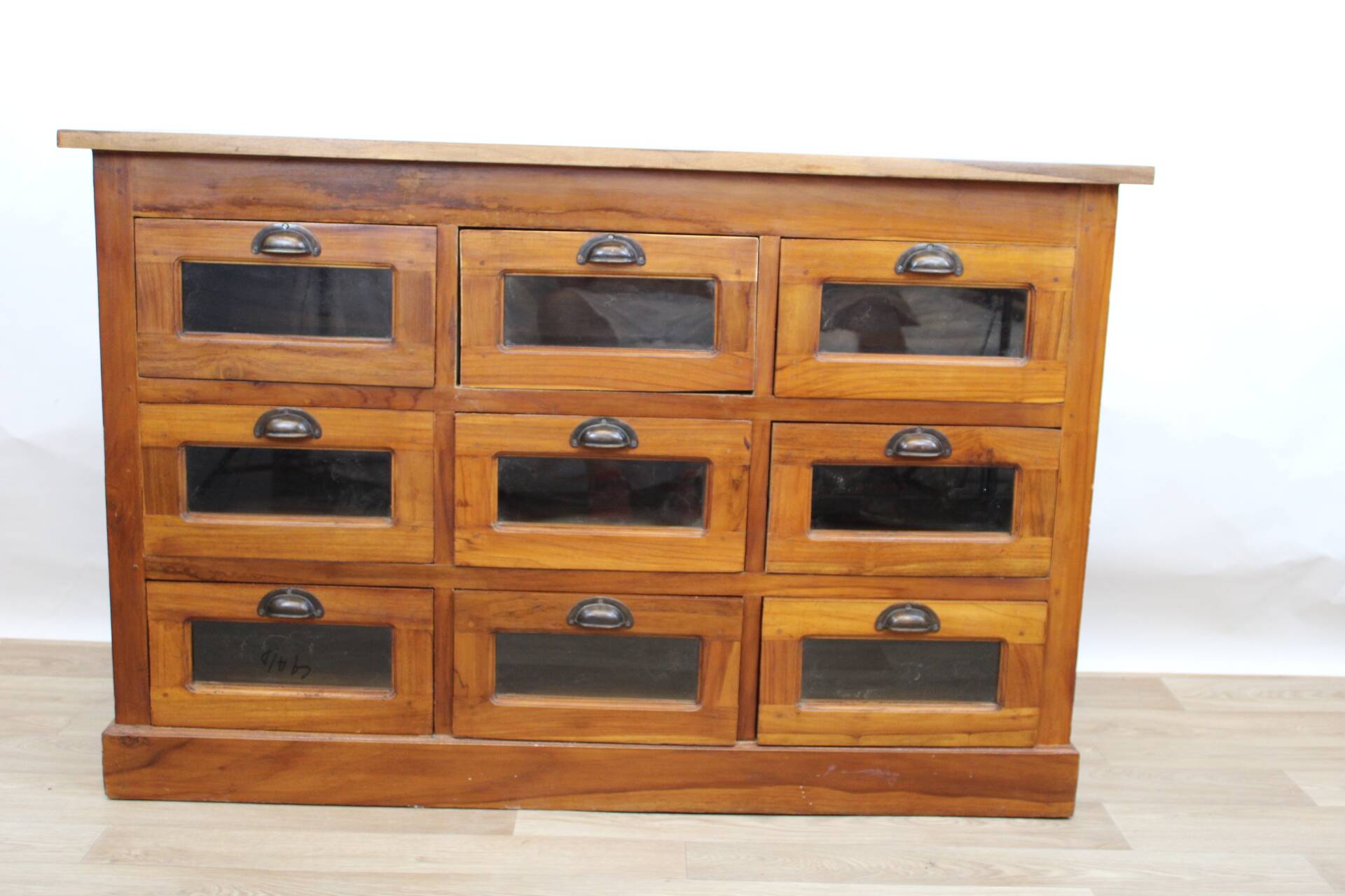 9-drawer chestnut seed cabinet, France 1960