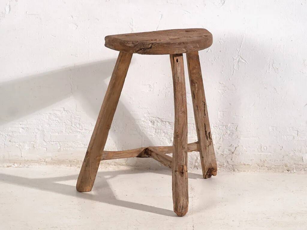 Tabouret primitif ancien – Fin dynastie Qing (vers 1900) #5
