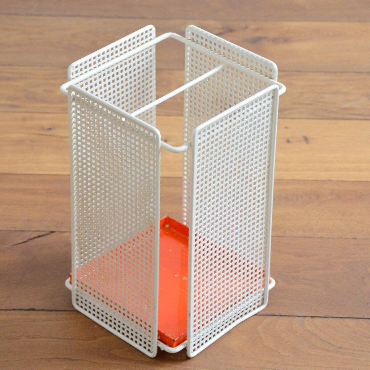 Modernist perforated metal umbrella stand from the 60s/70s