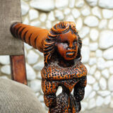 Armchair with sculpted armrests, bust of a woman, Louis XIII Renaissance style