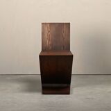 Gerrit Rietveld Zig Zag Chair is dark brown stained wood