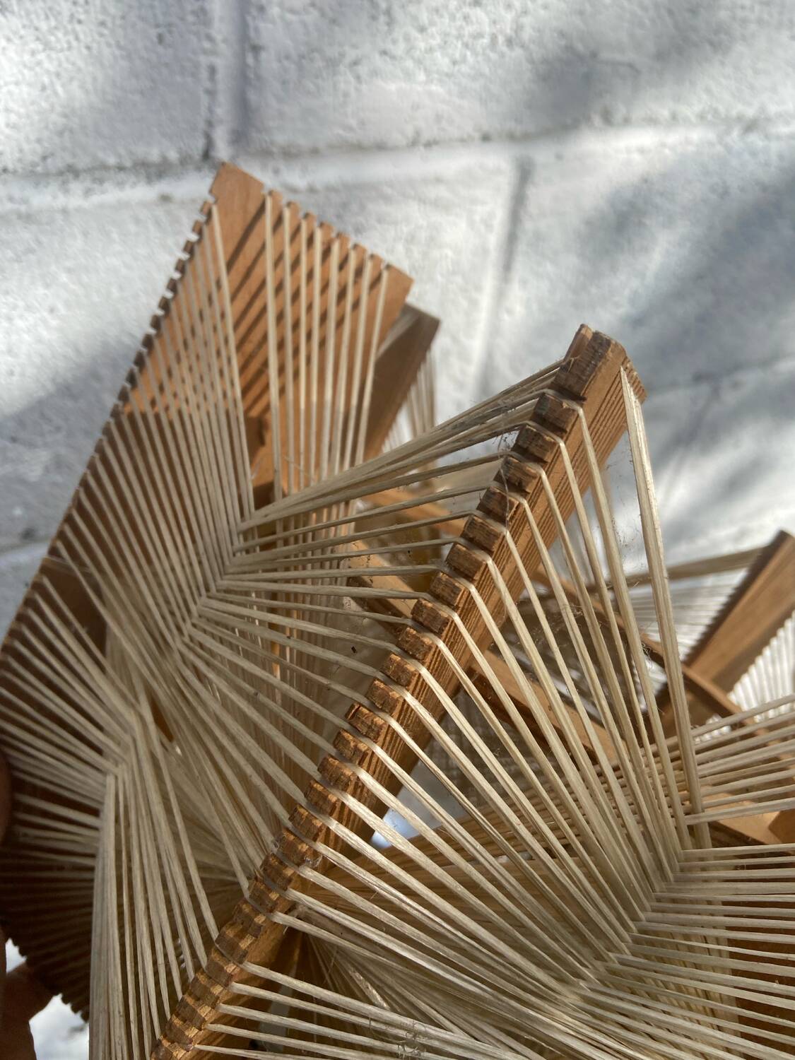 Suspension vintage des années 70 bois et raphia