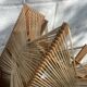 Suspension vintage des années 70 bois et raphia
