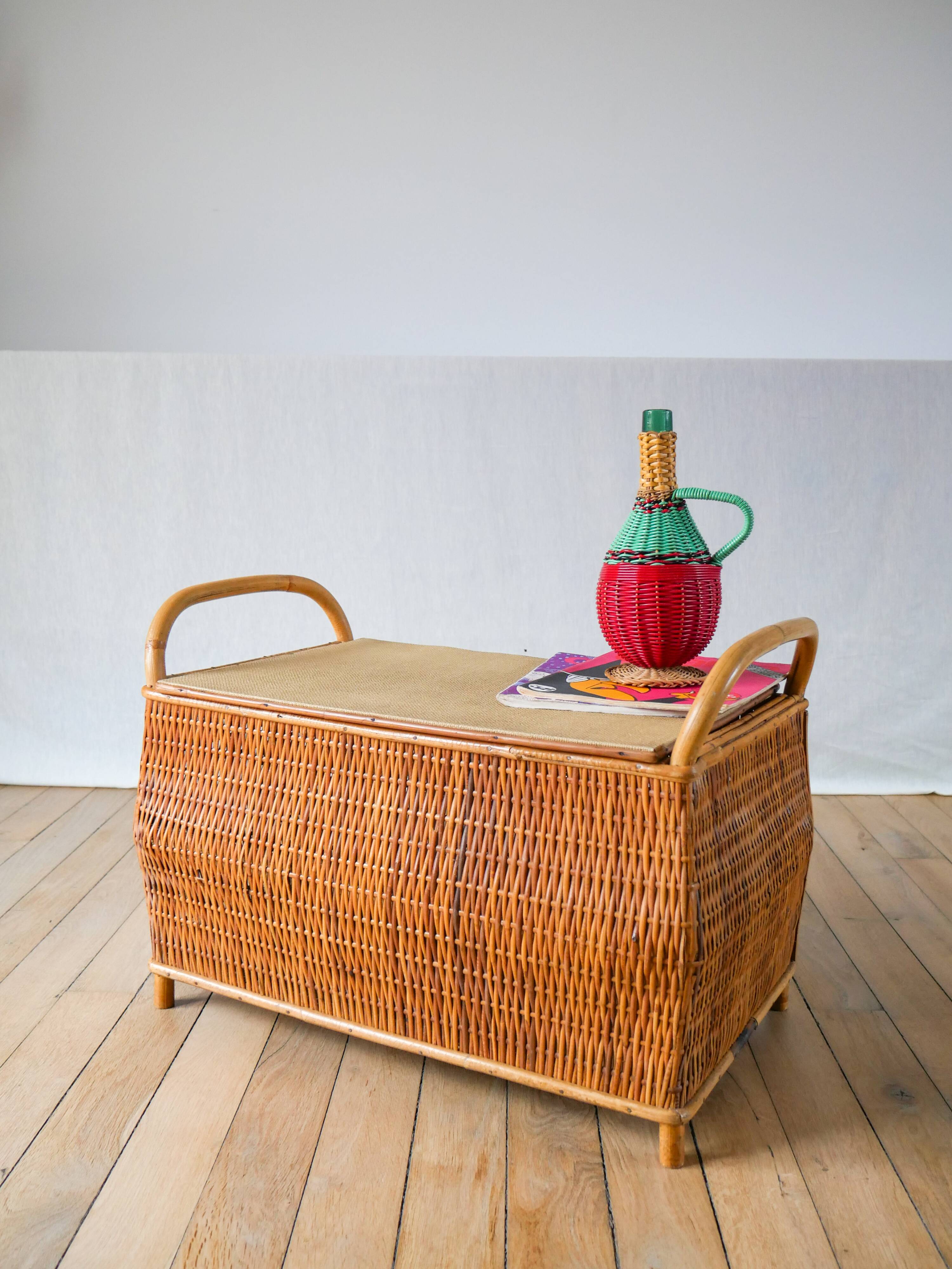 Rattan and bamboo toy bench 1970