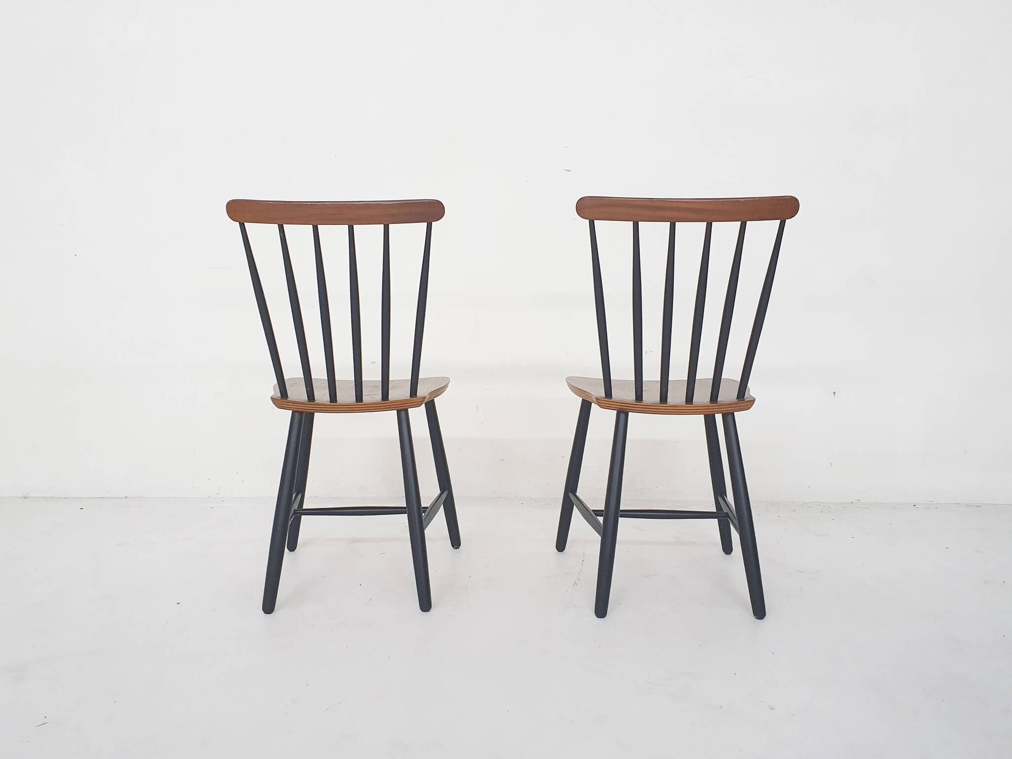 Set of two spindle back chairs by Billund, Denmark 1960's