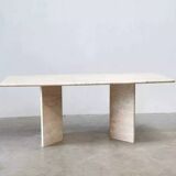 Sculptural Design Dining Table in Travertine