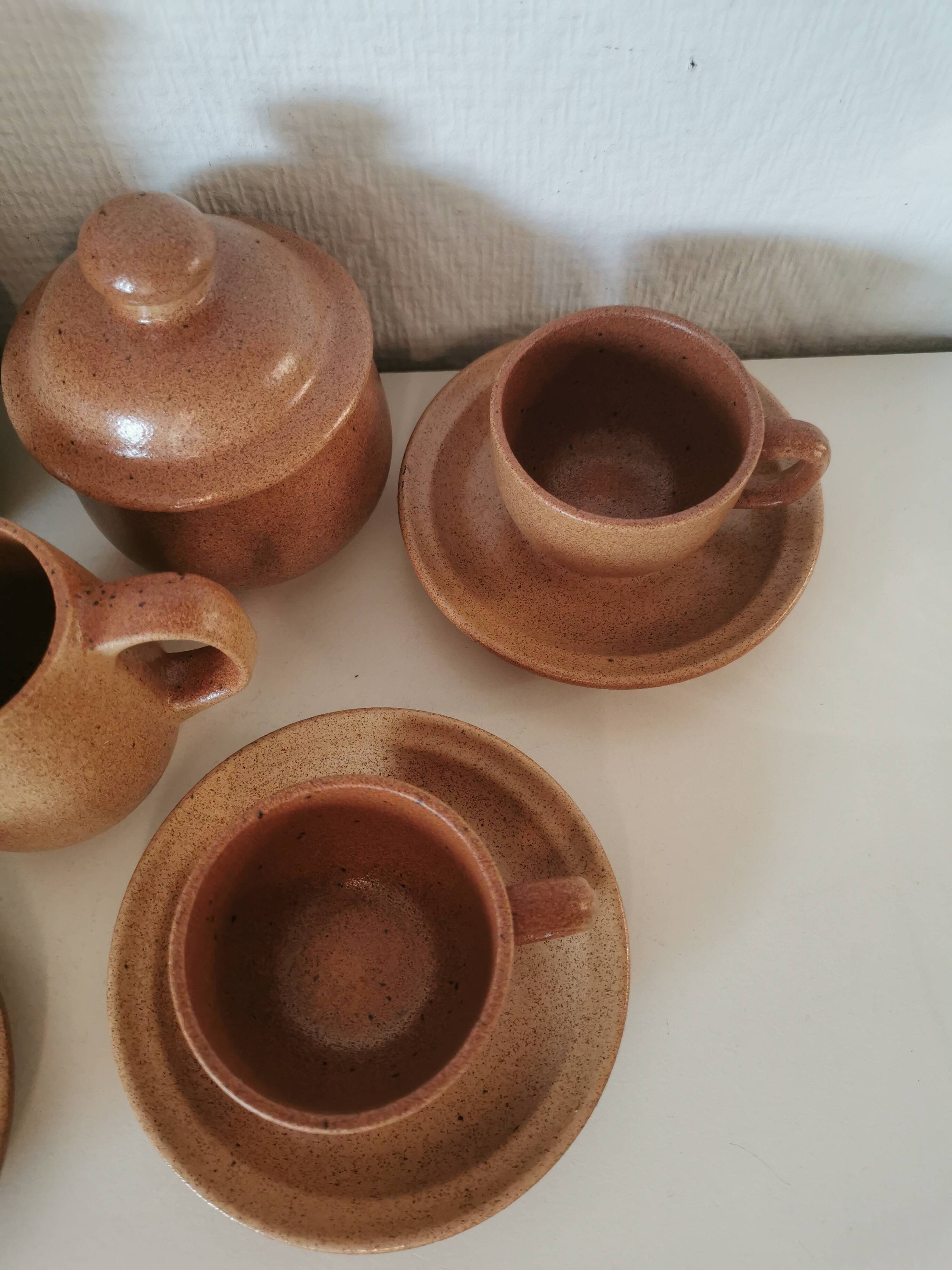 brown stoneware coffee set from the 70s