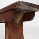 Banc rustique français en chêne brun, vers 1900