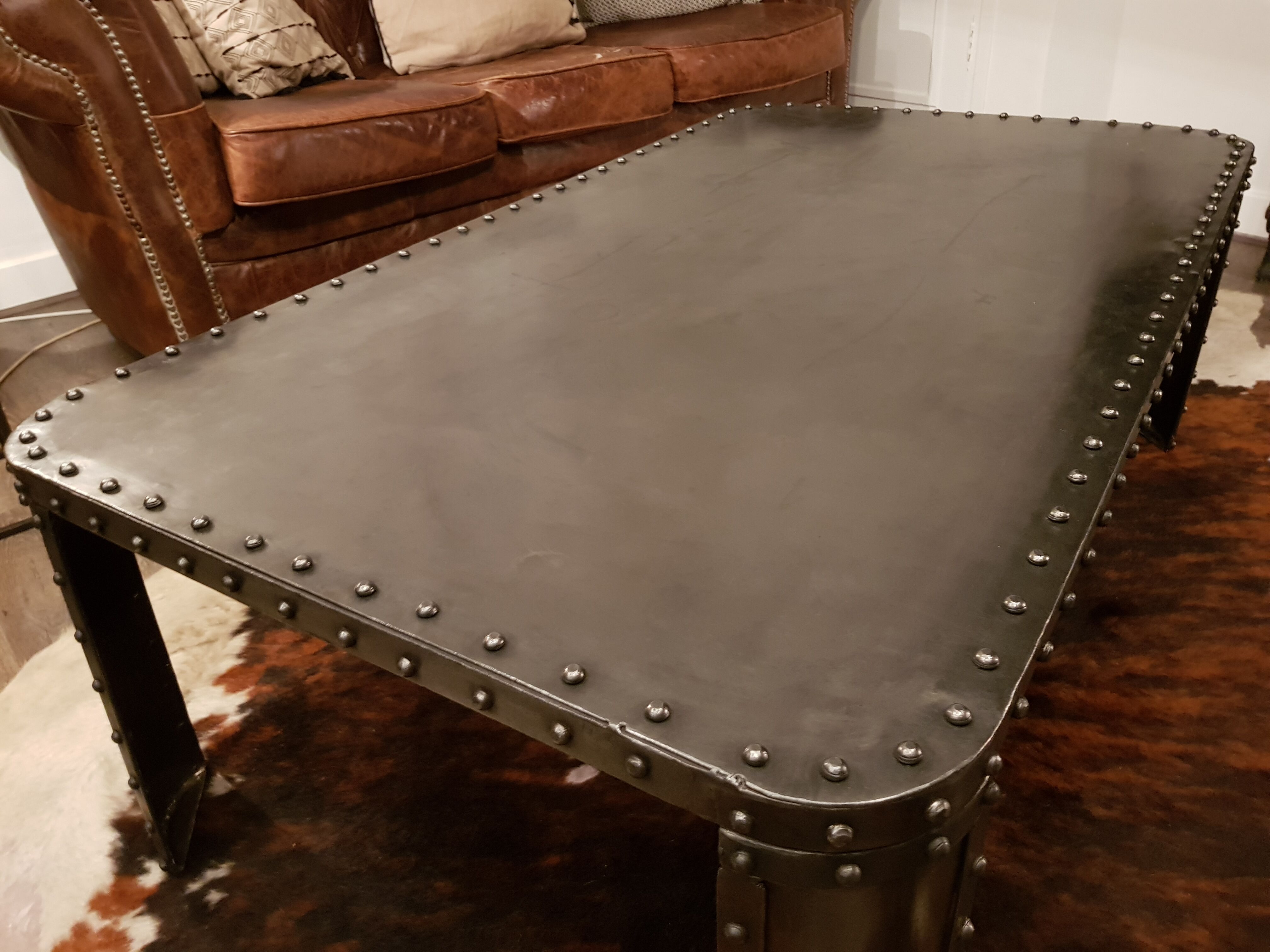 Riveted industrial coffee table