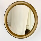 Mid-century round wall mirror in smoked acrylic glass by guzzini, italy, 1970
