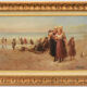 Oil on canvas seaside animated by characters