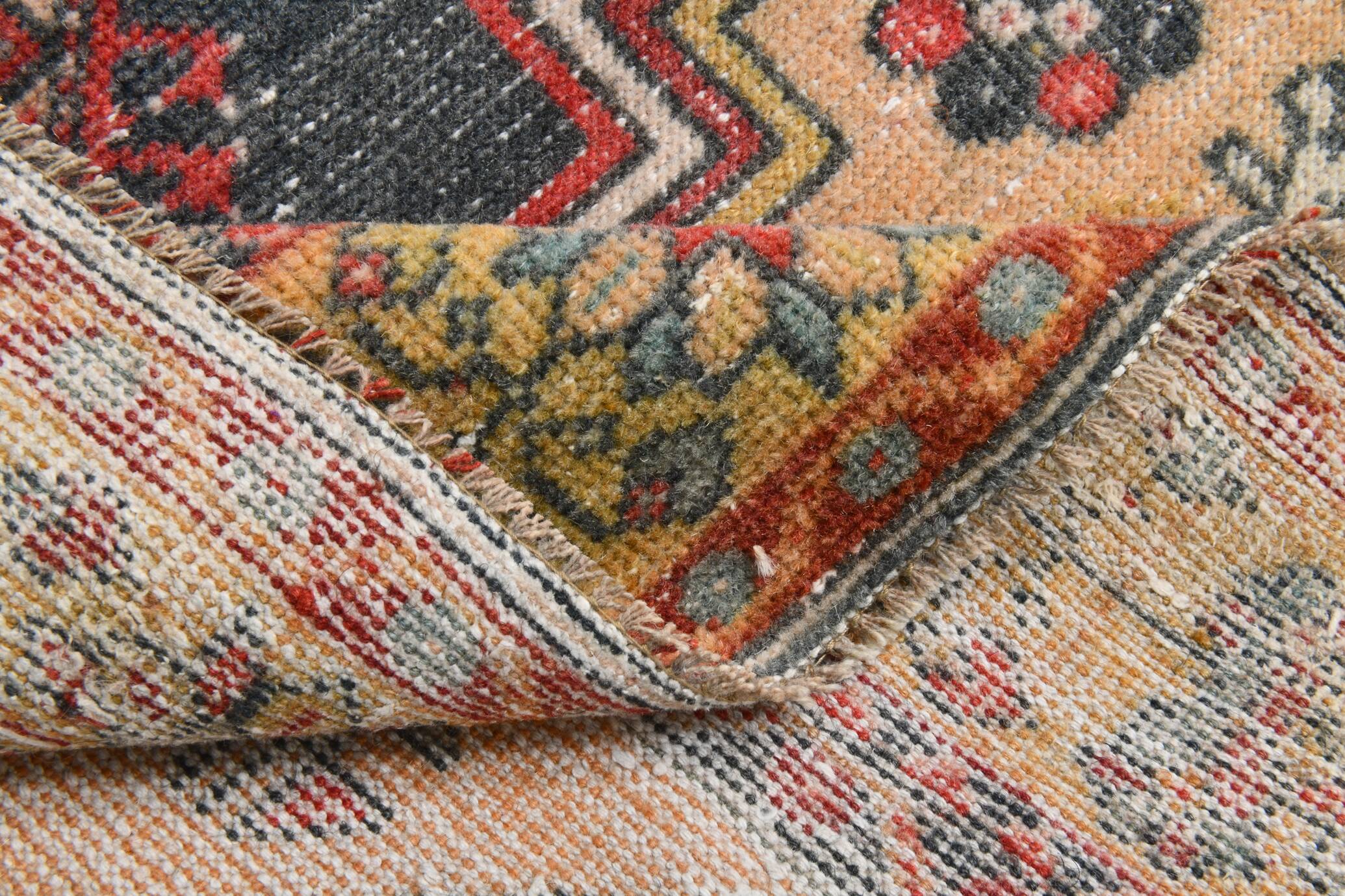 57s Antique Red & Navy Blue Vintage Persian Rug, 106x201Cm