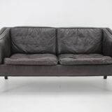 1970s danish 2-seater sofa in dark brown leather