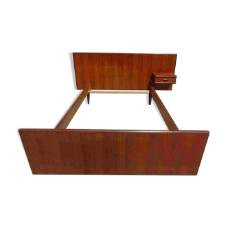 Vintage teak bed with integrated bedside table