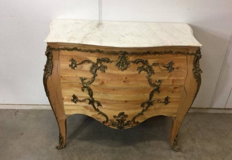 French chest of drawers raw wood:with marble top bronze fittings