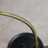 Mid-Century Italian Mini Gooseneck Table Lamp in Black and Brass