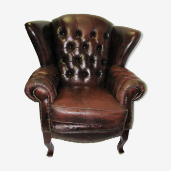 Fauteuil en simili cuir chocolat