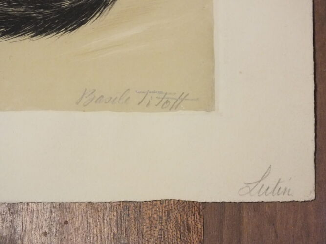 Basile Titoff - Grande Lithographie signée - Lutin Chat