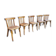 Série de 5 chaises bistrot bohème hêtre - vintage - 1950