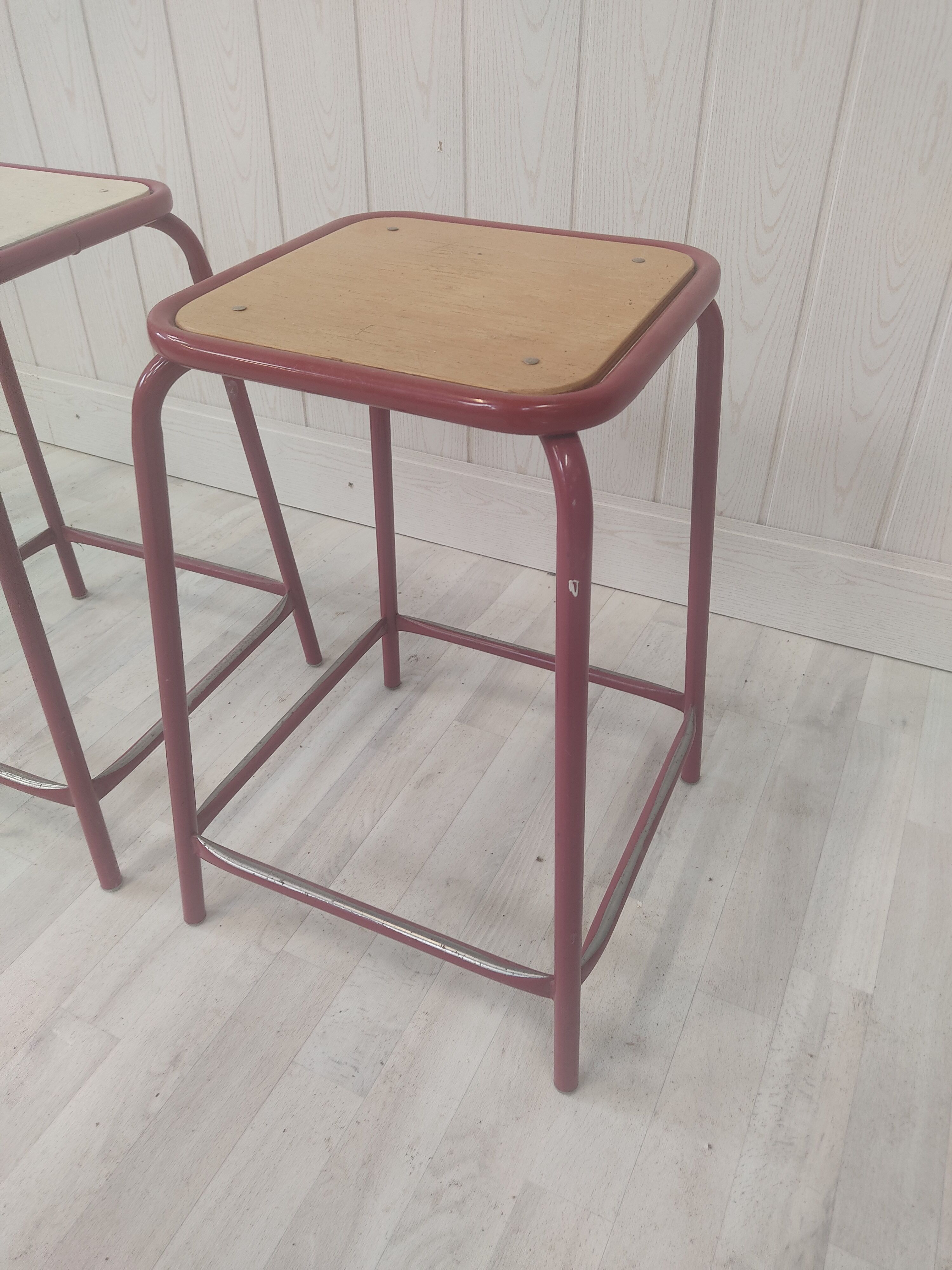 Pair of vintage school stools