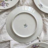 4 assiettes à dessert en porcelaine décor de fleurs Bernardaud Limoges