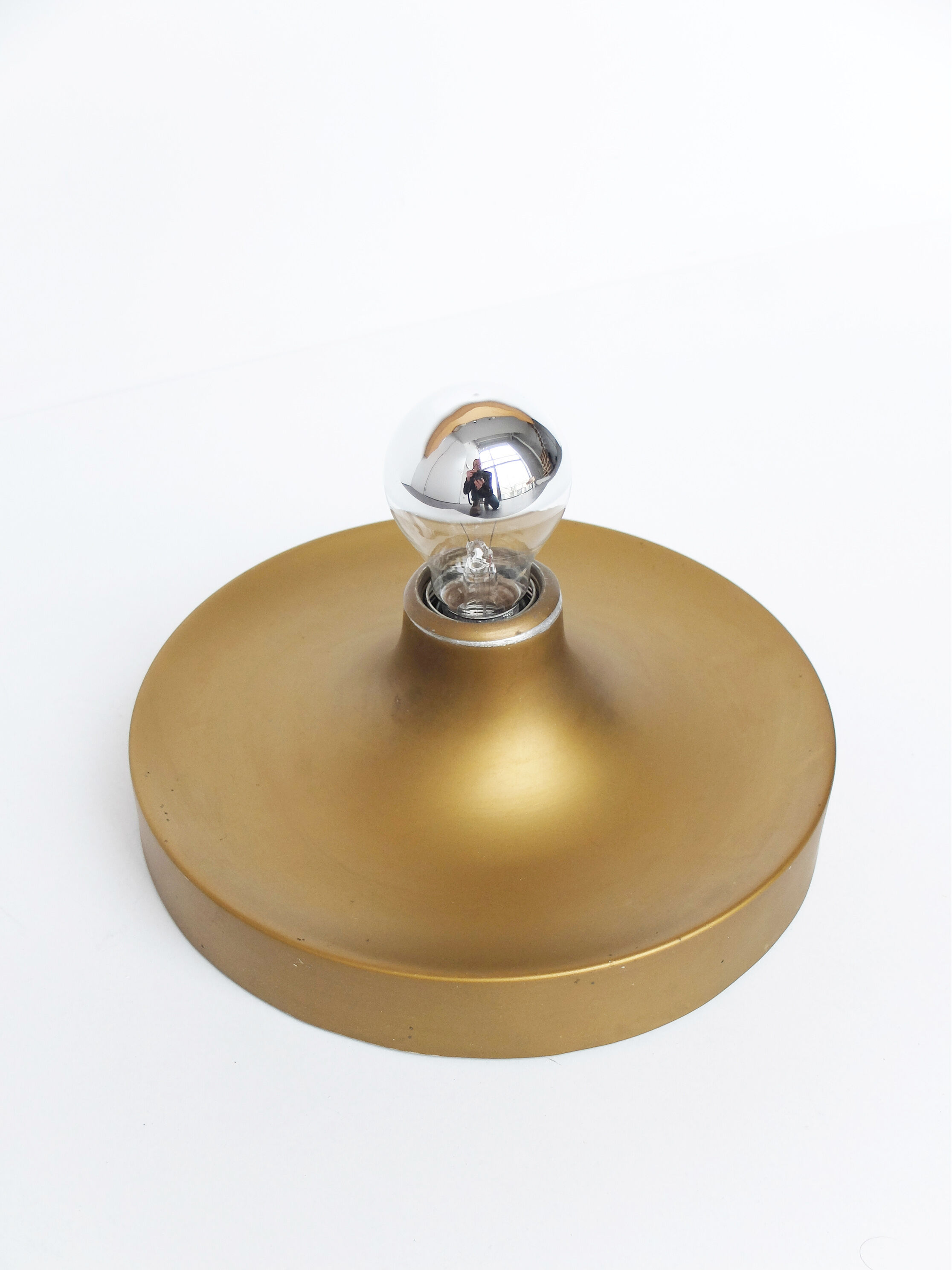 Wall lamp space age golden matte, Flush Light Gold, Germany 1960-70