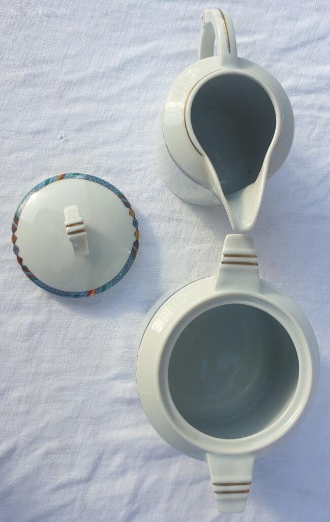 Sugar bowl and milk jug porcelain Létang & Rémy