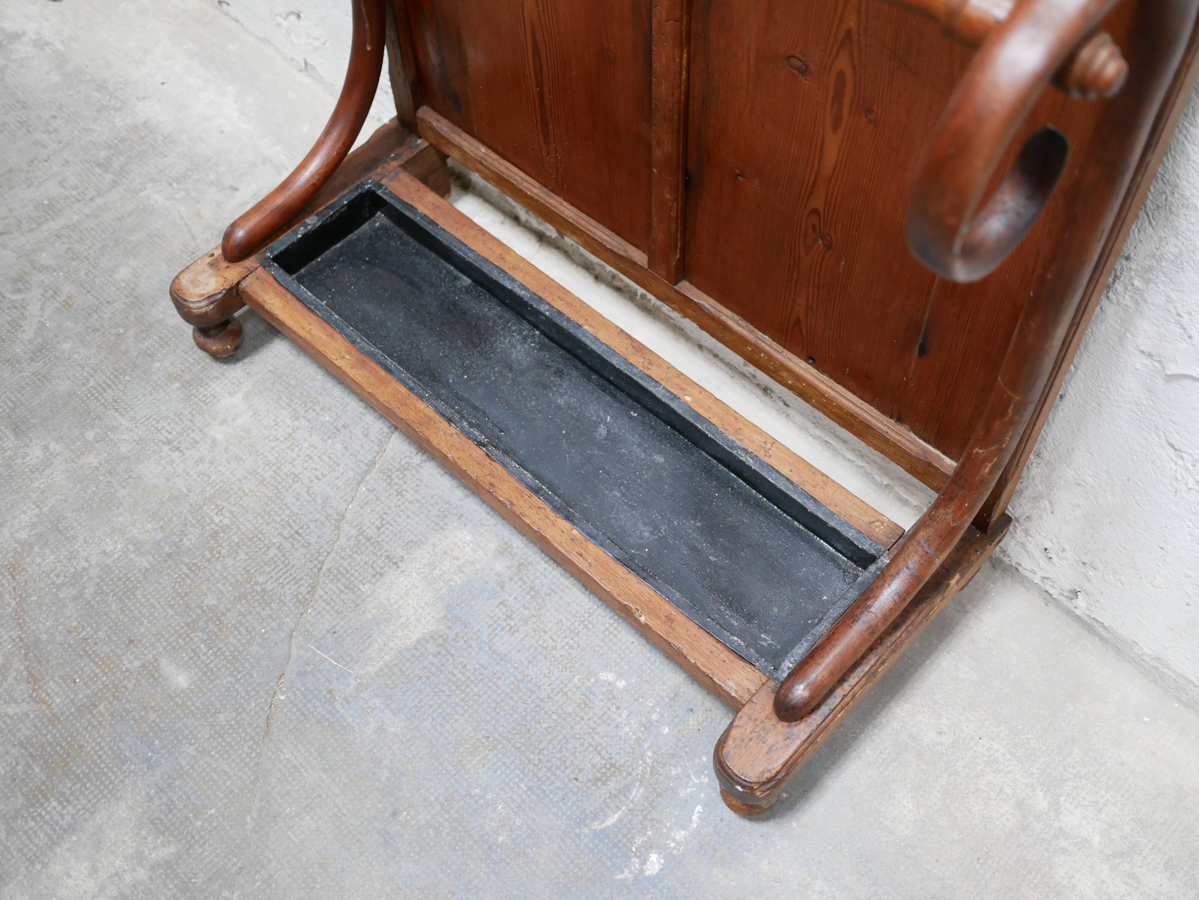 Antique wooden cloakroom coat rack