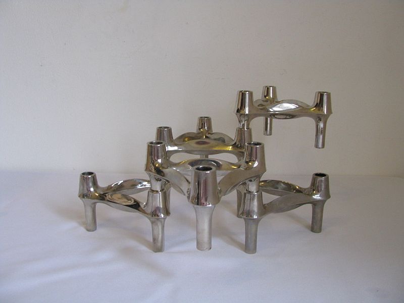 Set Of 5 , 1970s " Bmf " Modular Candle Holders Designed By Fritz Nagel & Ceasar Stoffi