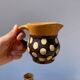 Duo of small Italian polka dot jars