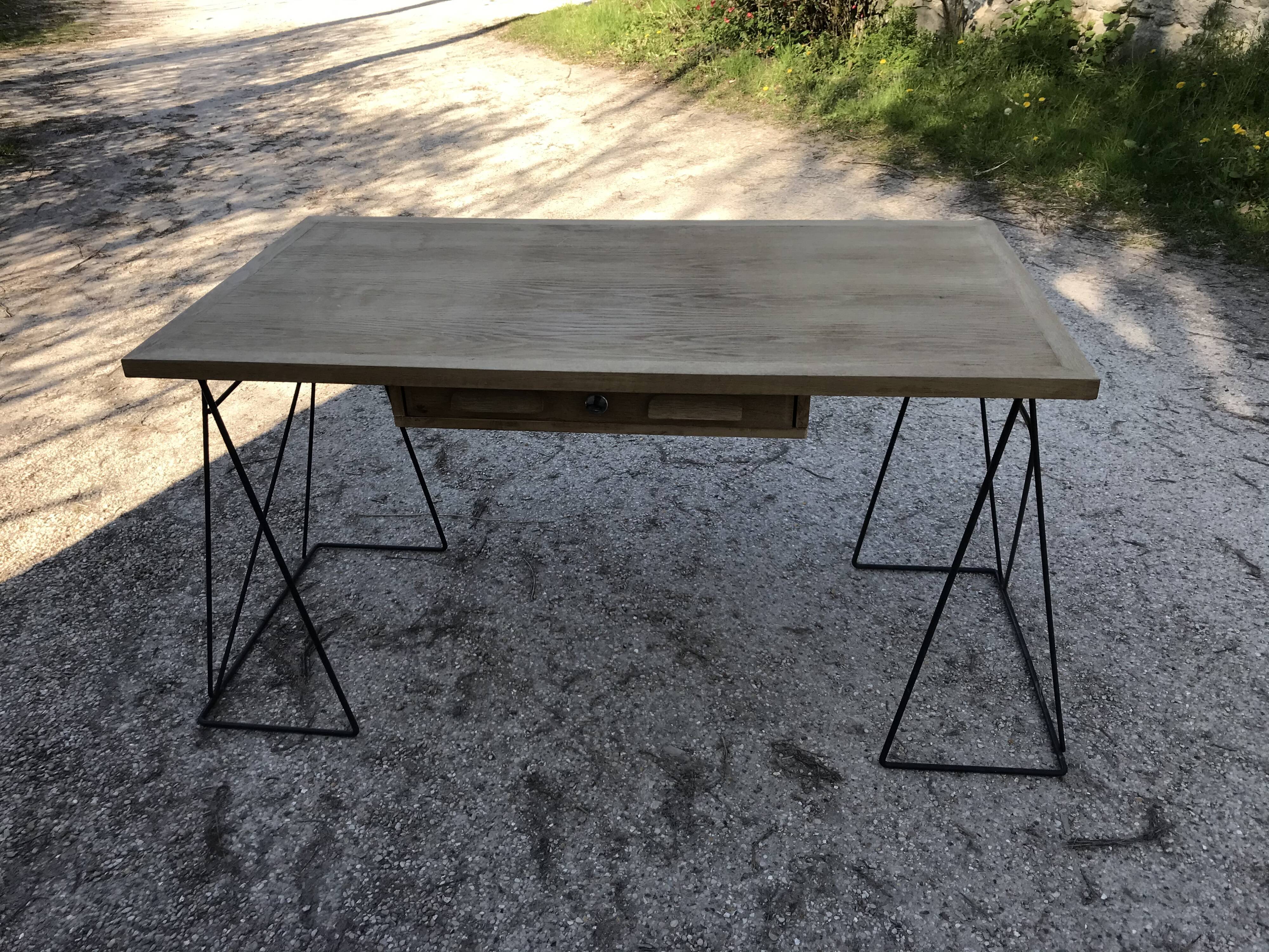 Desk architecture oak and steel design