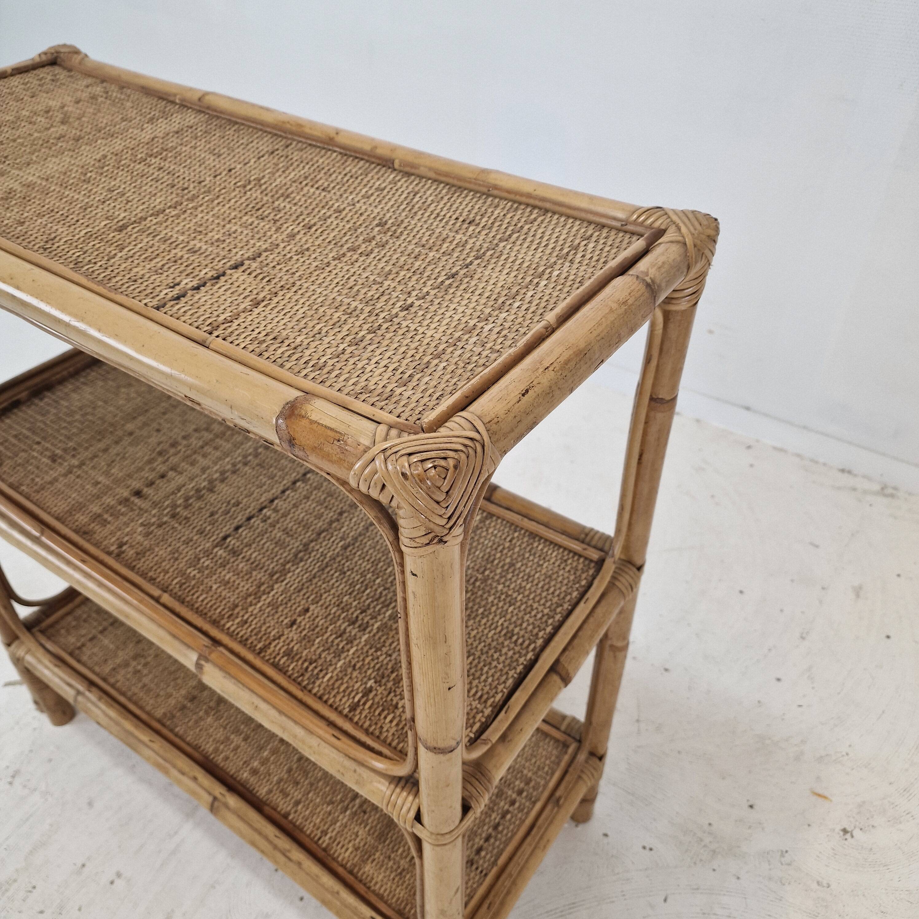 Italian Bamboo and Rattan Credenza, 1970s