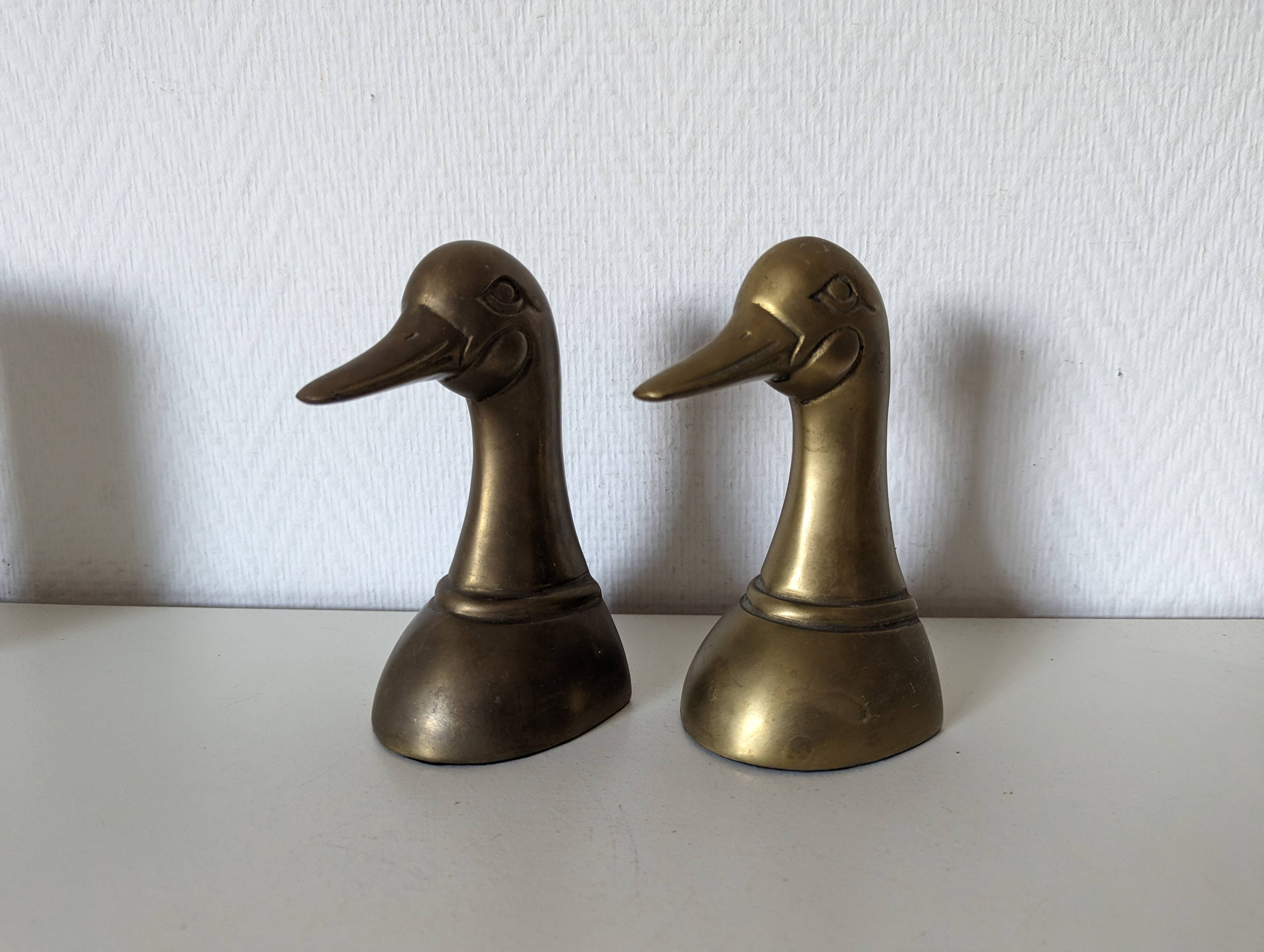 Serre-livres en laiton en forme de canard