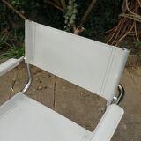 Pair of cantilever armchairs in grey leather made in italy