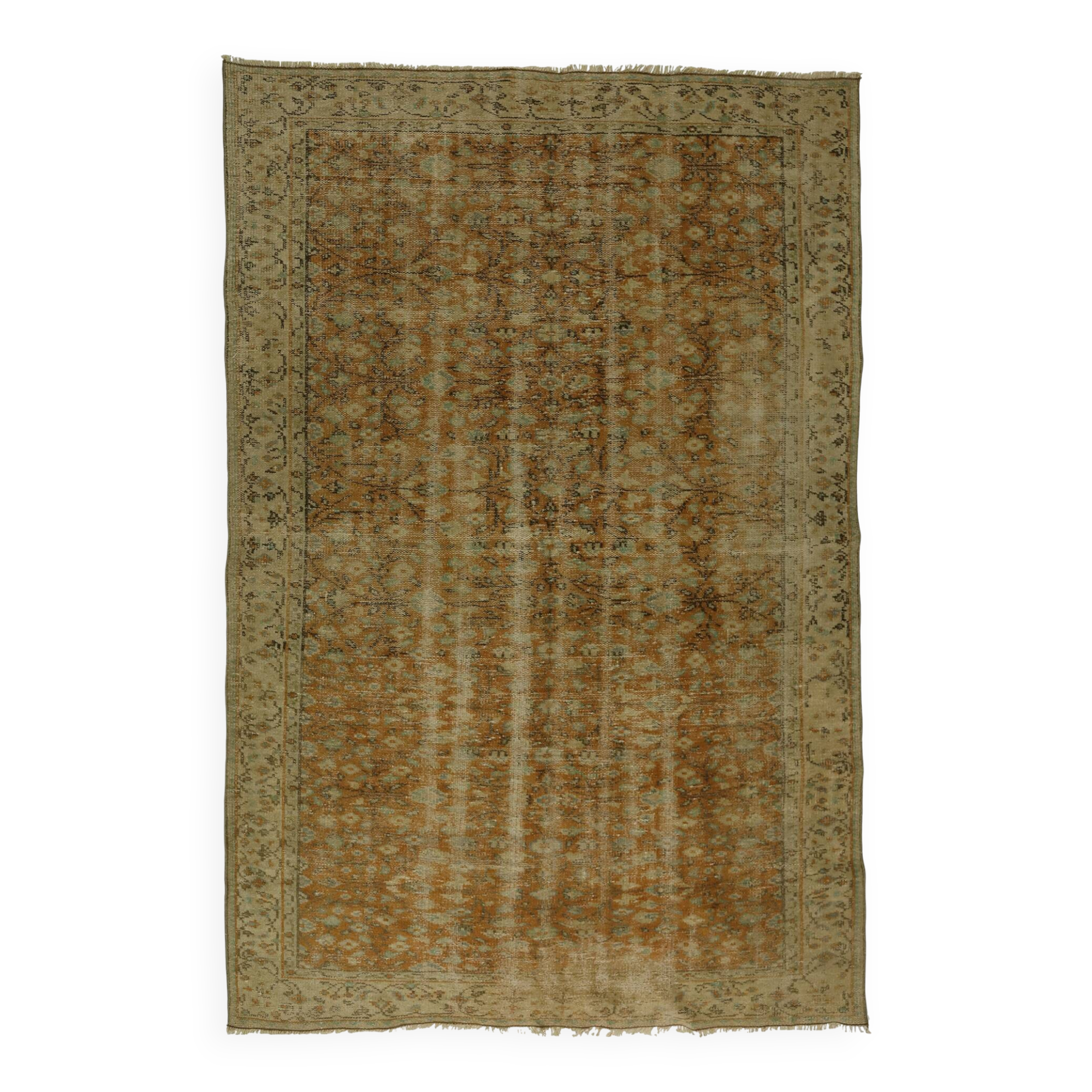 One-of-a-kind turkish handwoven vintage rug - rustic vintage charm 256x 169