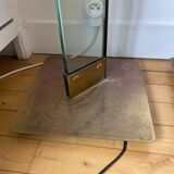 Paire de grands lampadaires en verre et laiton années 70