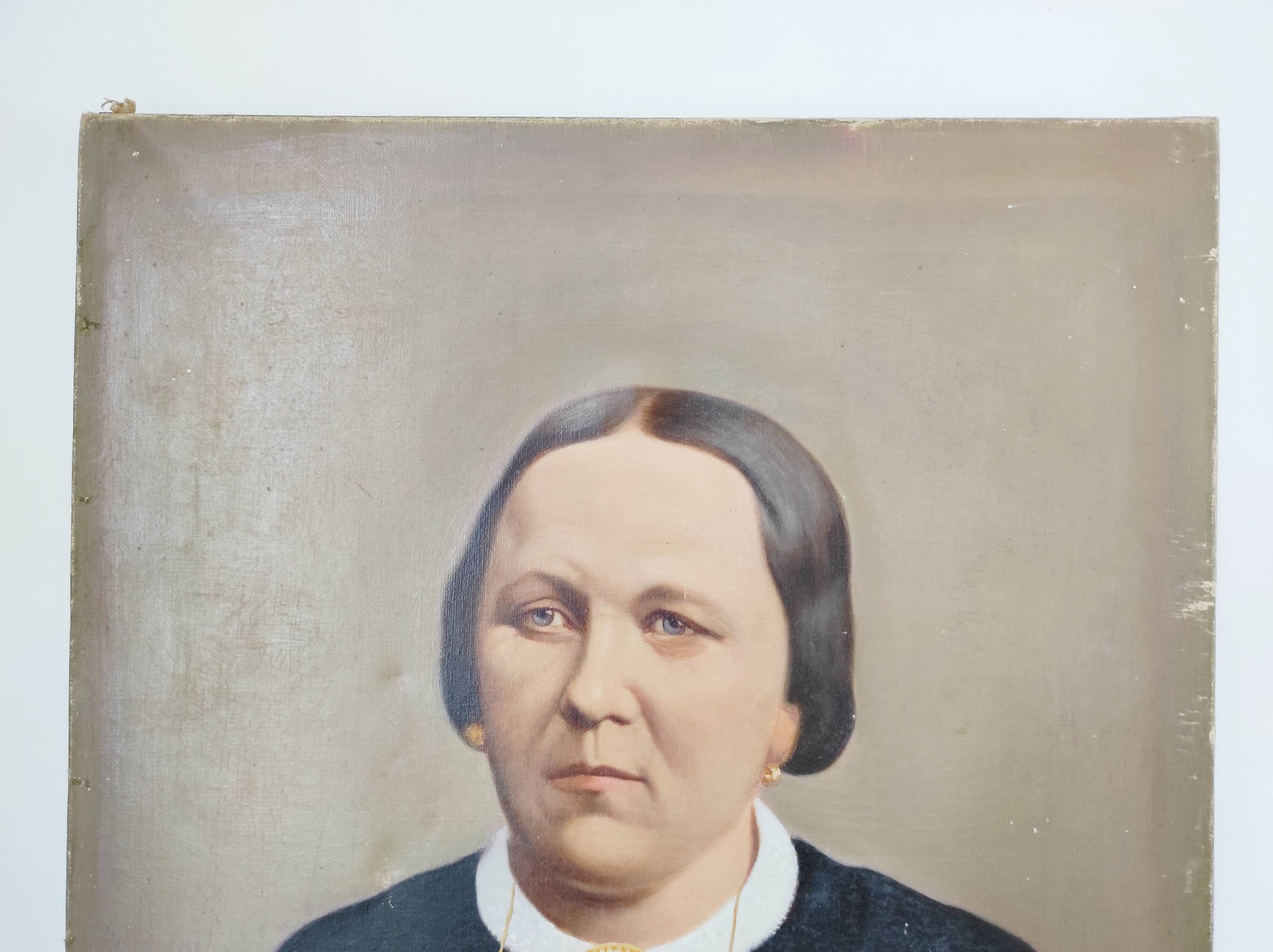 F.Mullez, Portrait de femme, huile sur toile, 1901