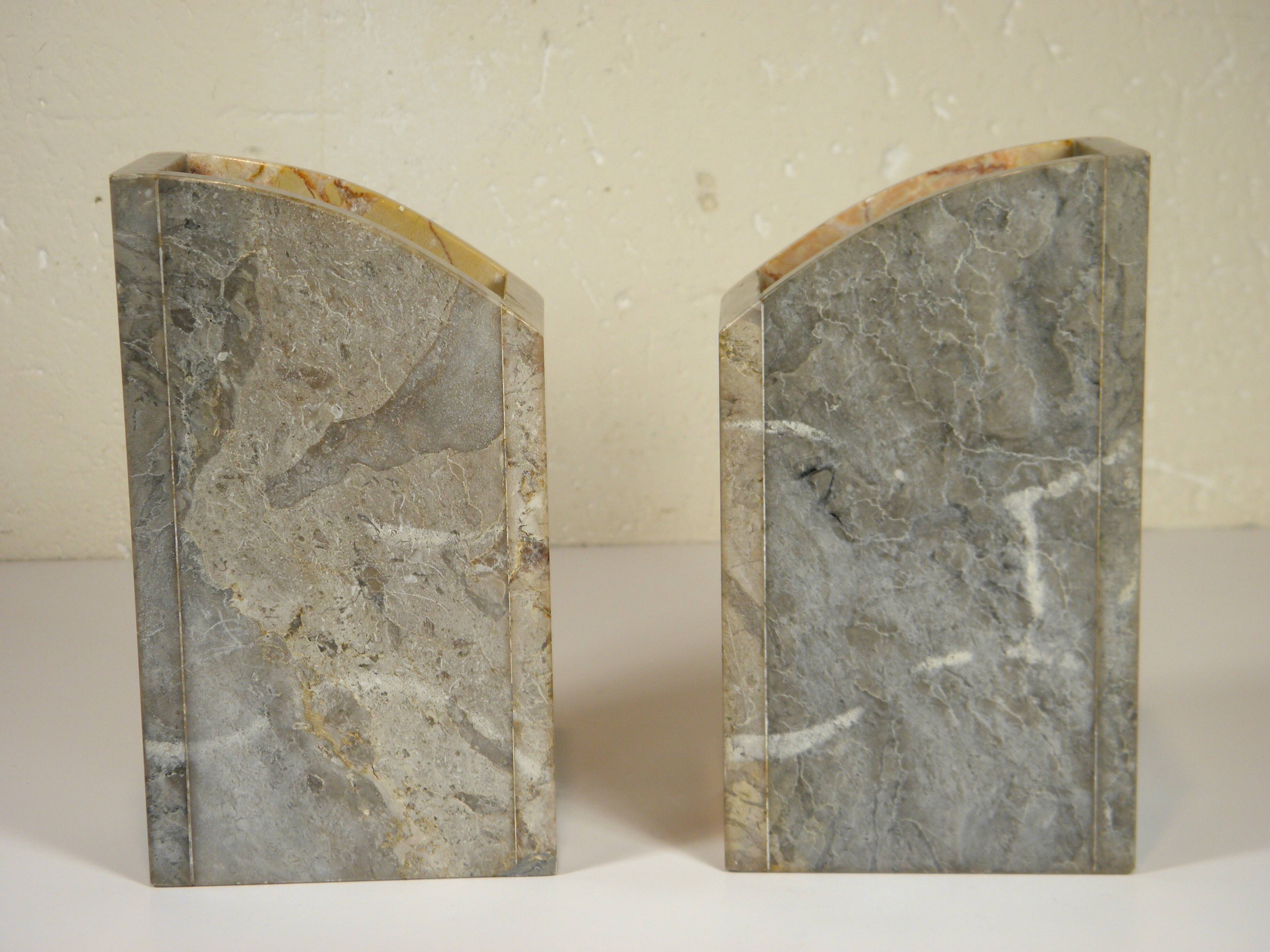 Pair of art deco marble bookends