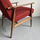 Restored Polish Mid-Century Modern Armchair, Red Vintage Lounge Chair