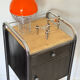 Vintage bedside table in brushed metal