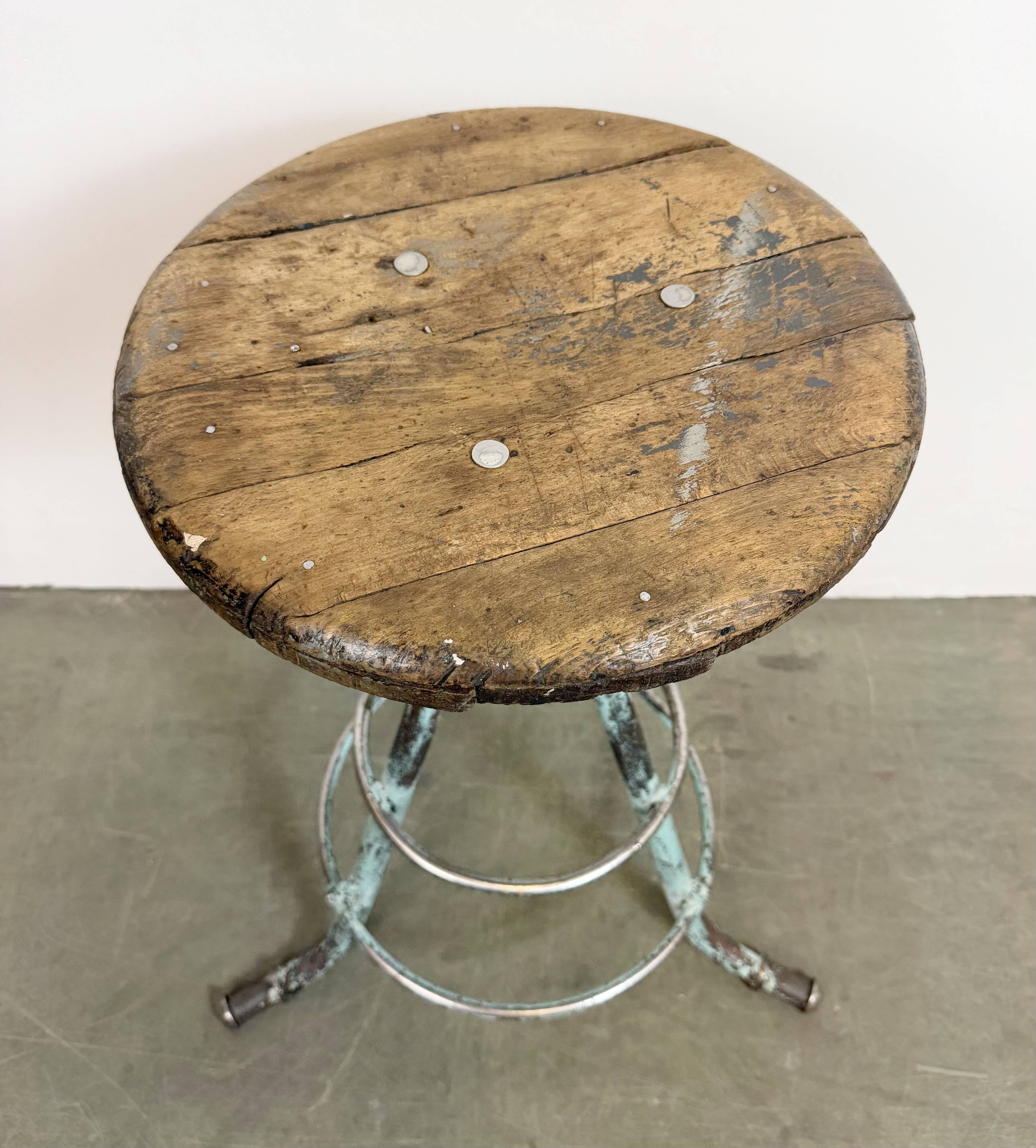 Green Industrial Workshop Stool, 1960s