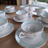 Vintage white and aqua tea service - gold trim - Luneville