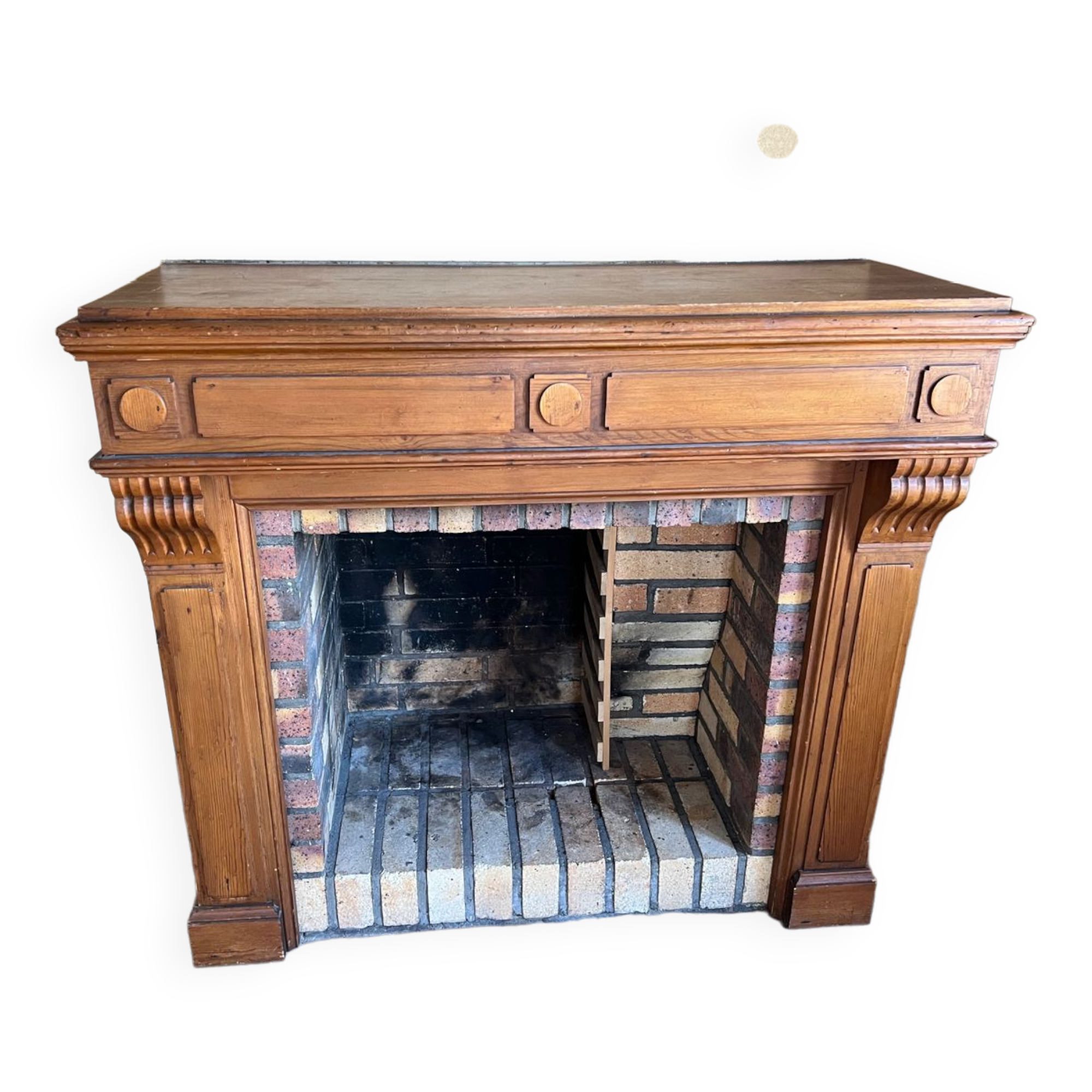 Wood fireplace mantle