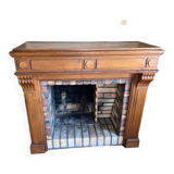 Wood fireplace mantle